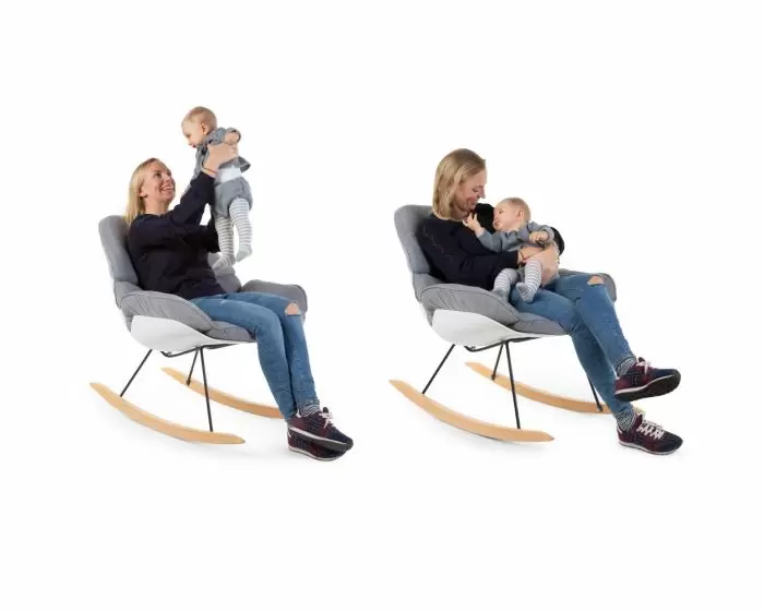 Scaun balansoar Childhome Alb/Gri [4]