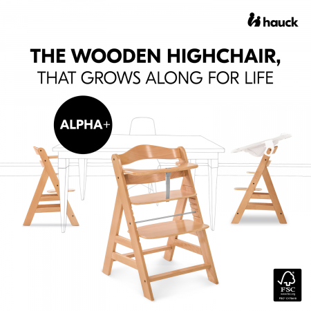 Scaun de masa din lemn Hauck Alpha Natur-RESIGILAT + REDUCTOR CADOU [1]
