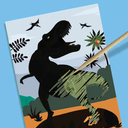 Set creativ pentru copii cu mulaj si pictura - Dinozauri 2 in 1, razuire [3]
