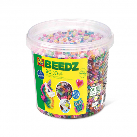 Arts and Crafts - Set margele de calcat culori trendy Beedz de copii, in galeata 9000 bucati