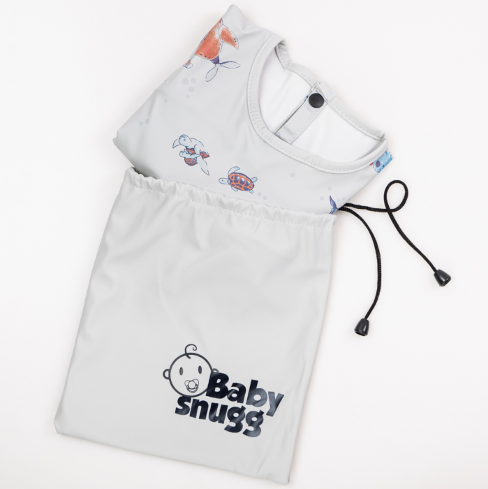 Baveta impermeabila cu maneci lungi BabySnugg, 6-36 luni, Blue Ocean [4]