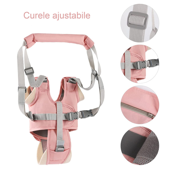 Ham bebe premergător ergonomic cu suport tip chilot detașabil - Roz [3]