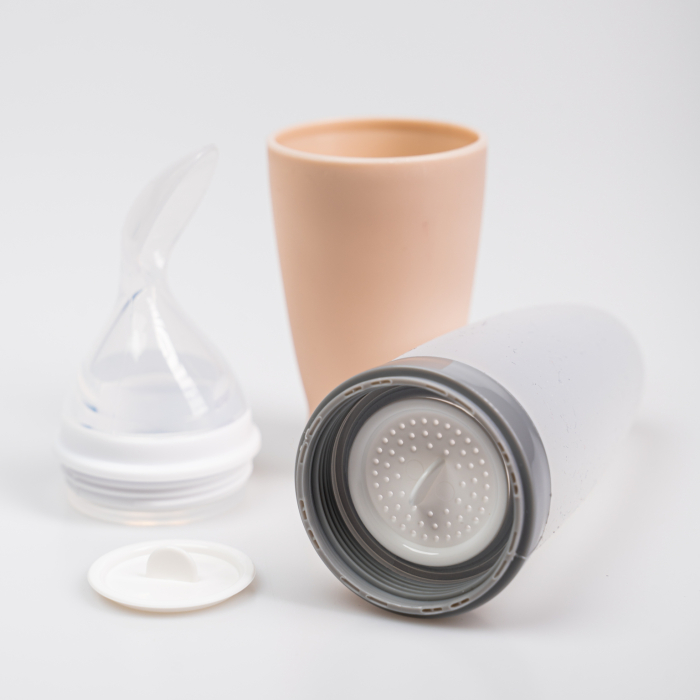 Lingurita de silicon cu rezervor Babysnugg, Fara BPA, Portabila, Bej [3]