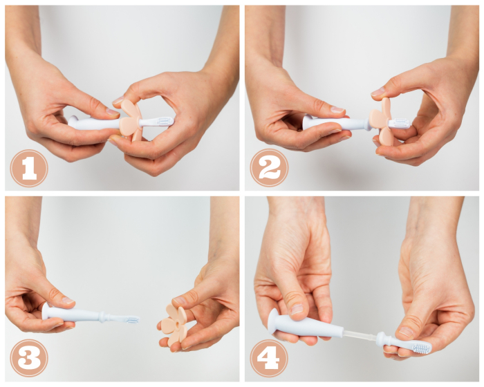 Periuta de dinti bebe din silicon Babysnugg cu 2 capete si ventuza, fara BPA, PVC, Latex si Ftalati - Turcoaz [4]
