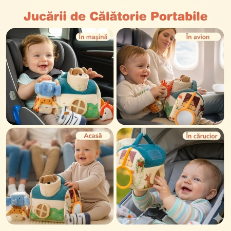 Casuta senzoriala Babysnugg, jucarie interactiva Montessori, 6+ luni, animale cu sunete, oglinda, dezvoltare senzoriala [1]