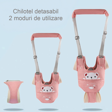 Ham bebe premergător ergonomic cu suport tip chilot detașabil - Roz [1]