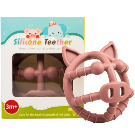 Jucarii dentitie - Jucarie Dentitie din Silicon BabySnugg, Porcusor Mov