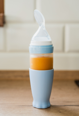 Lingurita de silicon cu rezervor Babysnugg, Fara BPA, Portabila, Albastra [3]