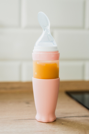Lingurita de silicon cu rezervor Babysnugg, Fara BPA, Portabila, Roz [1]