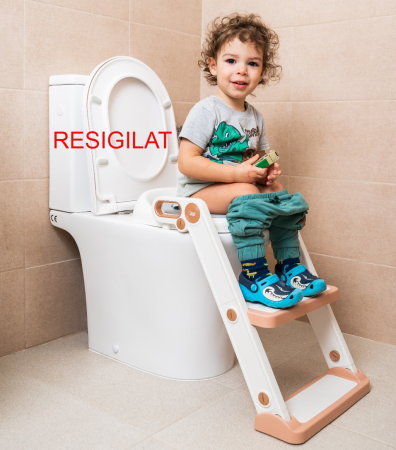 Olite si reductoare WC - PRODUS RESIGILAT - Reductor WC copii cu scarita pliabila si sezut moale Babysnugg – cu trepte ajustabile pentru toaleta ovala (40-47cm), Alb