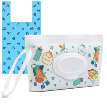 Pungi scutece - Pungi pentru scutece Babysnugg, 80 buc, cu dispenser portabil si agatatoare, fara miros, rezistente, anti-scurgere, 18x37 cm