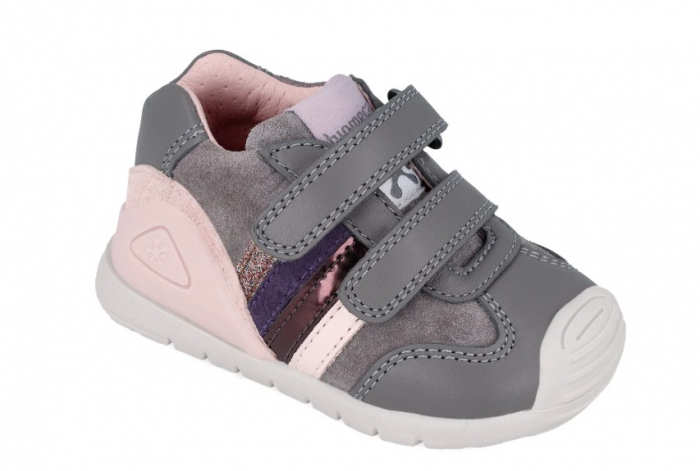 Pantofi copii fete din piele Biomecanics, Gri - 241110-C213 [2]