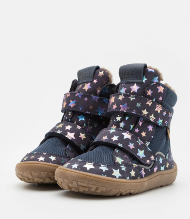 Toamna - Iarna - Ghete de iarnă - albastru închis Stars BAREFOOT TEX UNISEX
