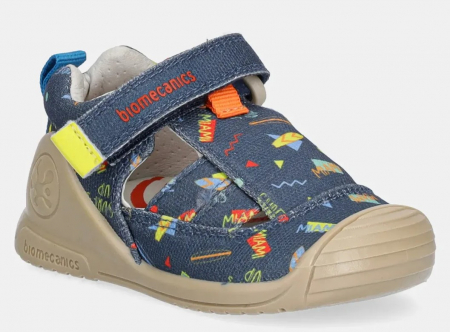 Primii pasi - Sandale copii baieti din textil Biomecanics, Albastru - 252179-A556