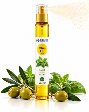 Ulei de Masline - Ulei de masline aromat(busuioc) cu pulverizator 50 Ml