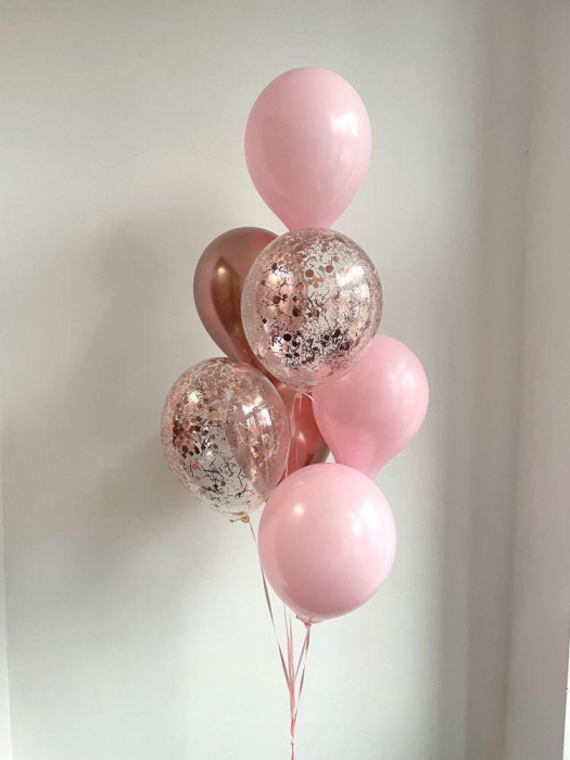 Set din Baloane Rose-Gold, Roz și Confetti cu Heliu [2]
