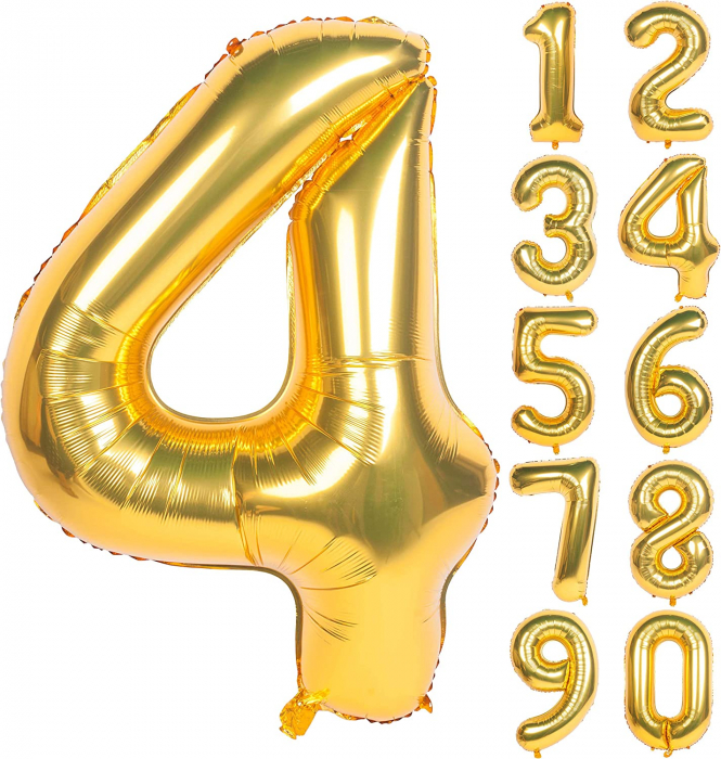 Balon Folie Cifra 4 Auriu 86cm cu Heliu [1]