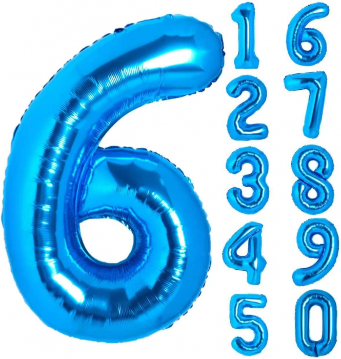 Balon Folie Cifra 6 Albastru 86cm cu Heliu [1]