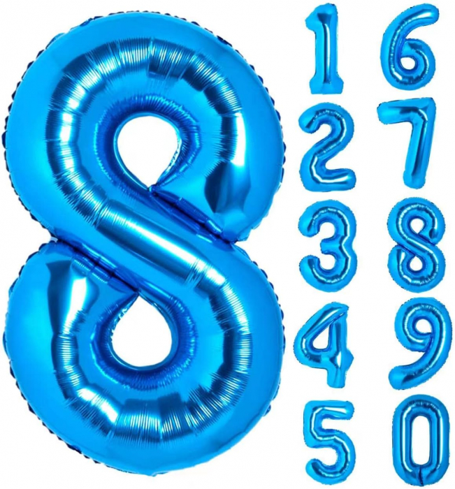 Balon Folie Cifra 8 Albastru 86cm cu Heliu [1]