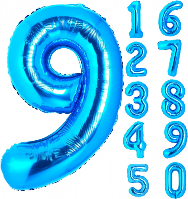 Balon Folie Cifra 9 Albastru 86cm cu Heliu [1]