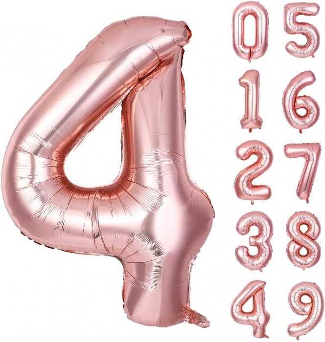 Balon Folie Cifra 4 Rose Gold 86cm cu Heliu [1]