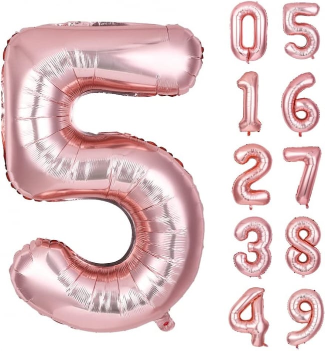 Balon Folie Cifra 5 Rose Gold 86cm cu Heliu [1]