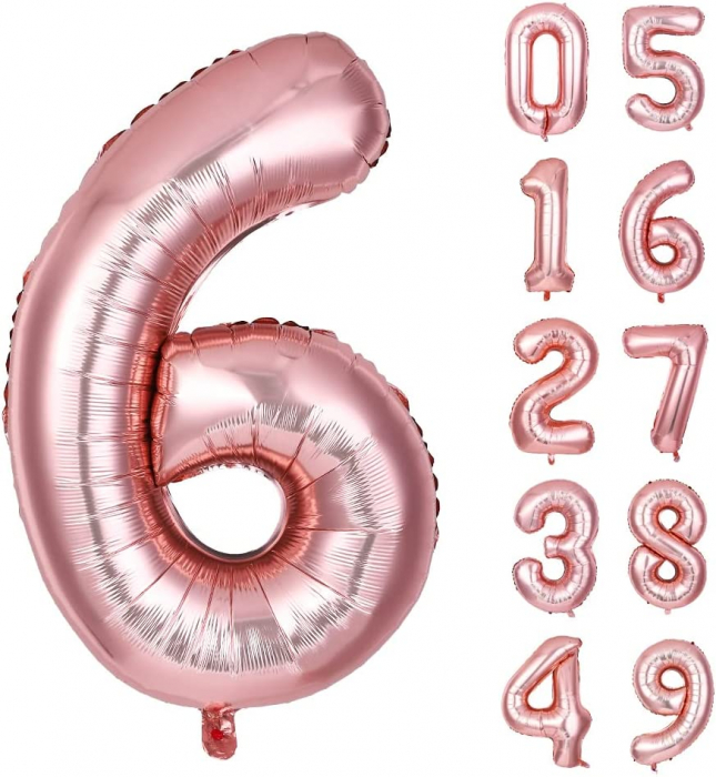 Balon Folie Cifra 6 Rose Gold 86cm cu Heliu [1]