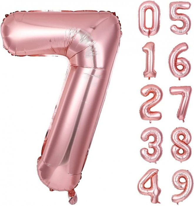 Balon Folie Cifra 7 Rose Gold 86cm cu Heliu [1]