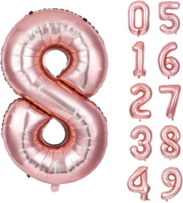 Balon Folie Cifra 8 Rose Gold 86cm cu Heliu [1]