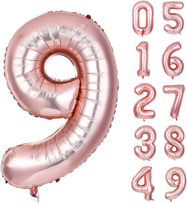 Balon Folie Cifra 9 Rose Gold 86cm cu Heliu [1]