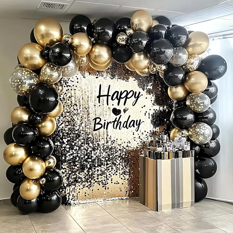 Decorațiuni - Arcadă de Baloane Premium Negru & Auriu pentru Aniversări