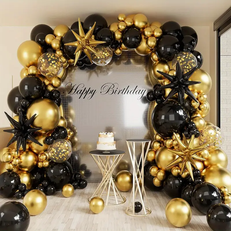 Decorațiuni - Arcadă de Baloane Luxury Negru-Auriu pentru Evenimente