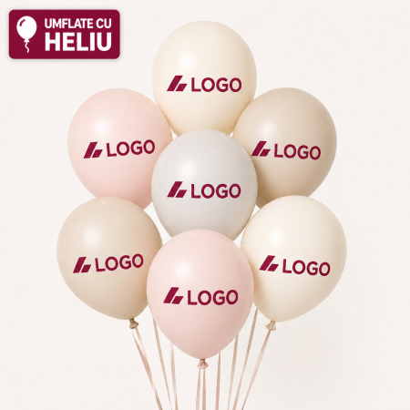 Baloane Personalizate - Baloane Latex Personalizate cu Heliu cu Logo/Grafică într-o Singură Culoare