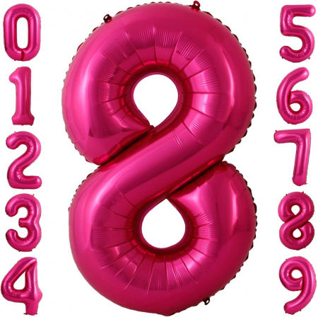 Cifre și Litere - Balon Folie Cifra 8 Fuchsia 86cm cu Heliu