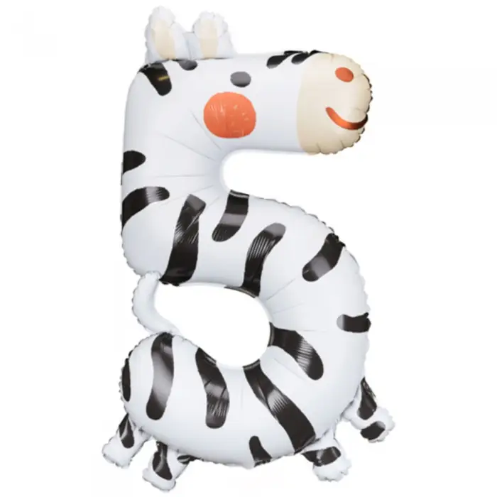 Cifre și Litere - Balon Folie Cifra 5 Zebra