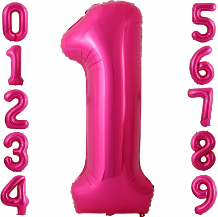 Cifre și Litere - Balon Folie Cifra 1 Fuchsia 86cm cu Heliu