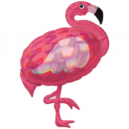Personalizate - Balon Folie Figurină Flamingo Iridiscent 71x83cm cu Heliu