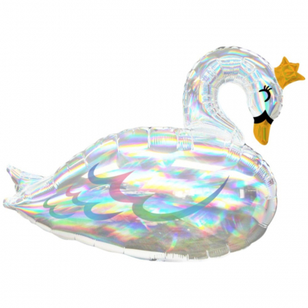 Personalizate - Balon Folie Figurină Lebădă Iridiscentă 73x55cm cu Heliu
