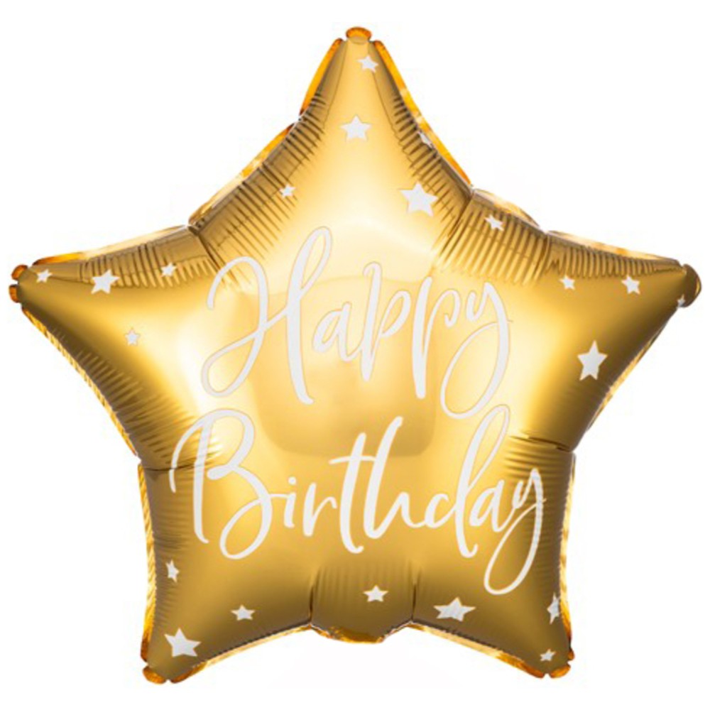Personalizate - Balon Folie Happy Birthday Stea Aurie 43cm cu Heliu