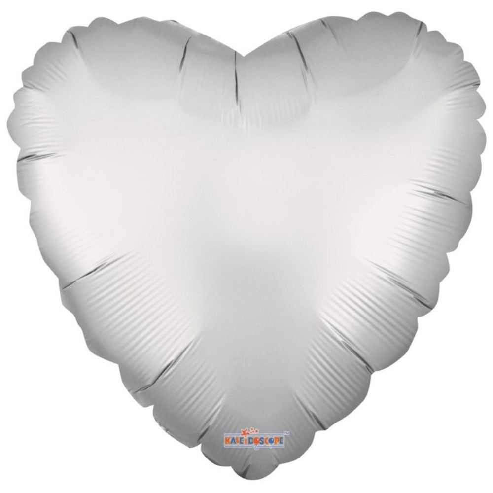 Baloane în Formă de Inimă - Balon Folie Inimă Argintie Satin 45cm cu Heliu