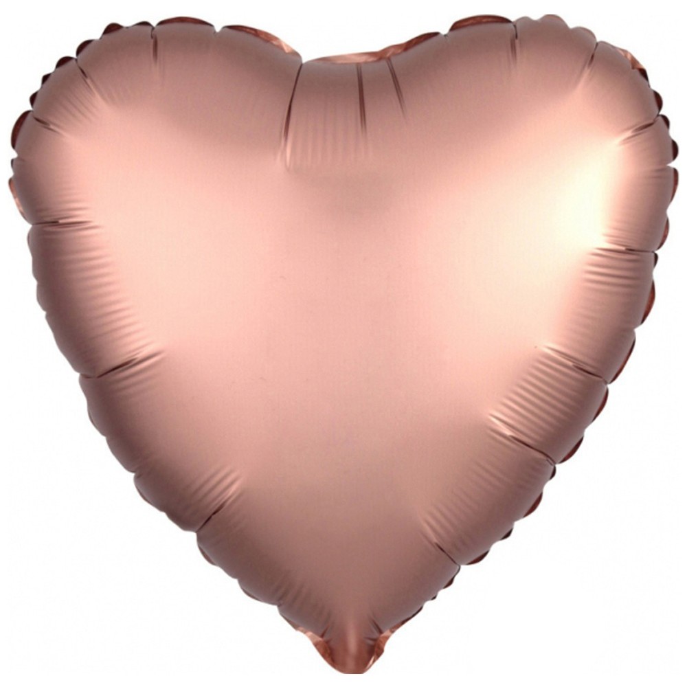 Baloane în Formă de Inimă - Balon Folie Inimă Rose Gold Satin 45cm cu Heliu