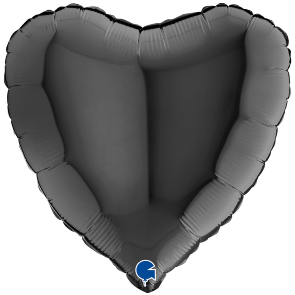 Baloane în Formă de Inimă - Balon Folie Inimă Neagră 45cm cu Heliu
