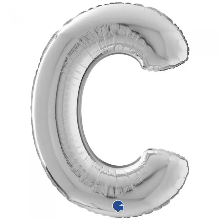 Cifre și Litere - Balon Folie Litera C Argintiu 66 cm