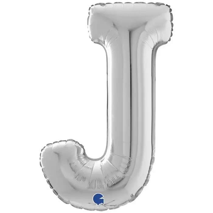 Cifre și Litere - Balon Folie Litera J Argintiu 66 cm