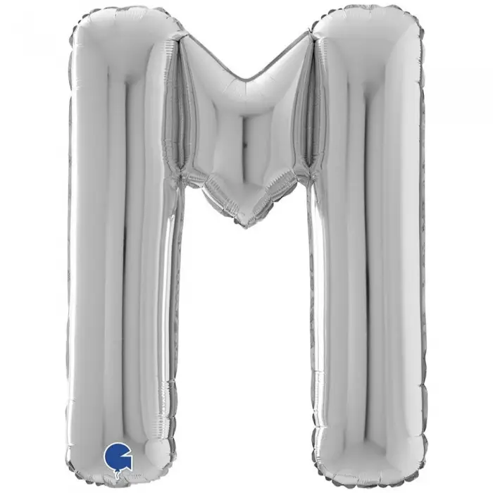 Cifre și Litere - Balon Folie Litera M Argintiu 66 cm