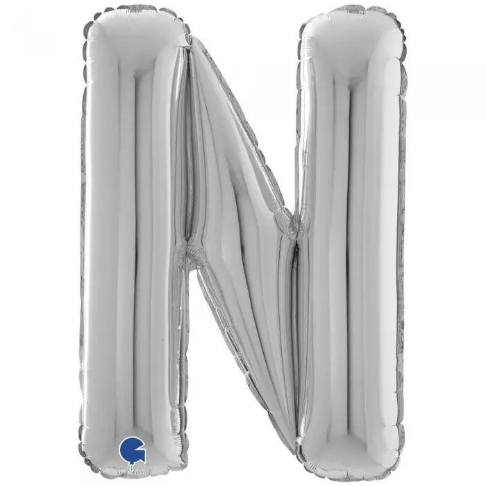 Cifre și Litere - Balon Folie Litera N Argintiu 66 cm