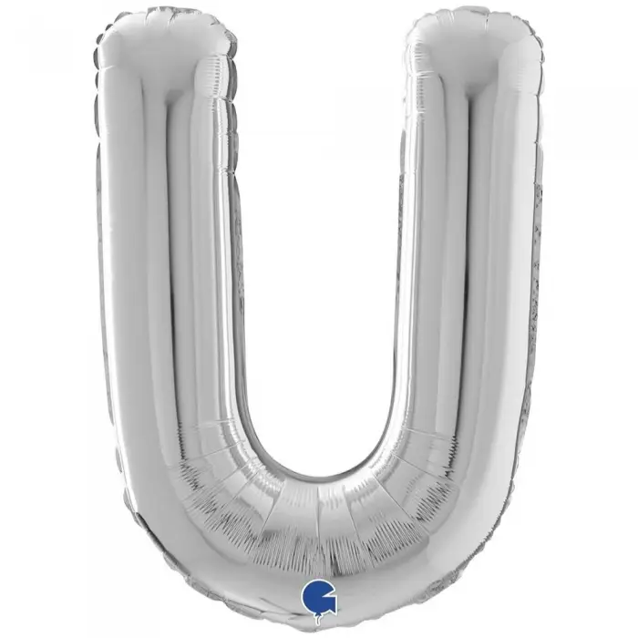 Cifre și Litere - Balon Folie Litera U Argintiu 66 cm