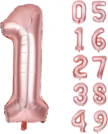 Cifre și Litere - Balon Folie Cifra 1 Rose Gold 86cm cu Heliu