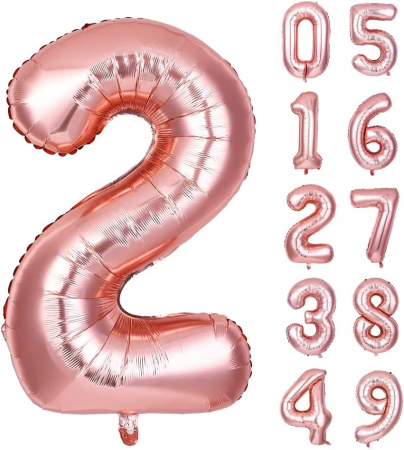 Cifre și Litere - Balon Folie Cifra 2 Rose Gold 86cm cu Heliu