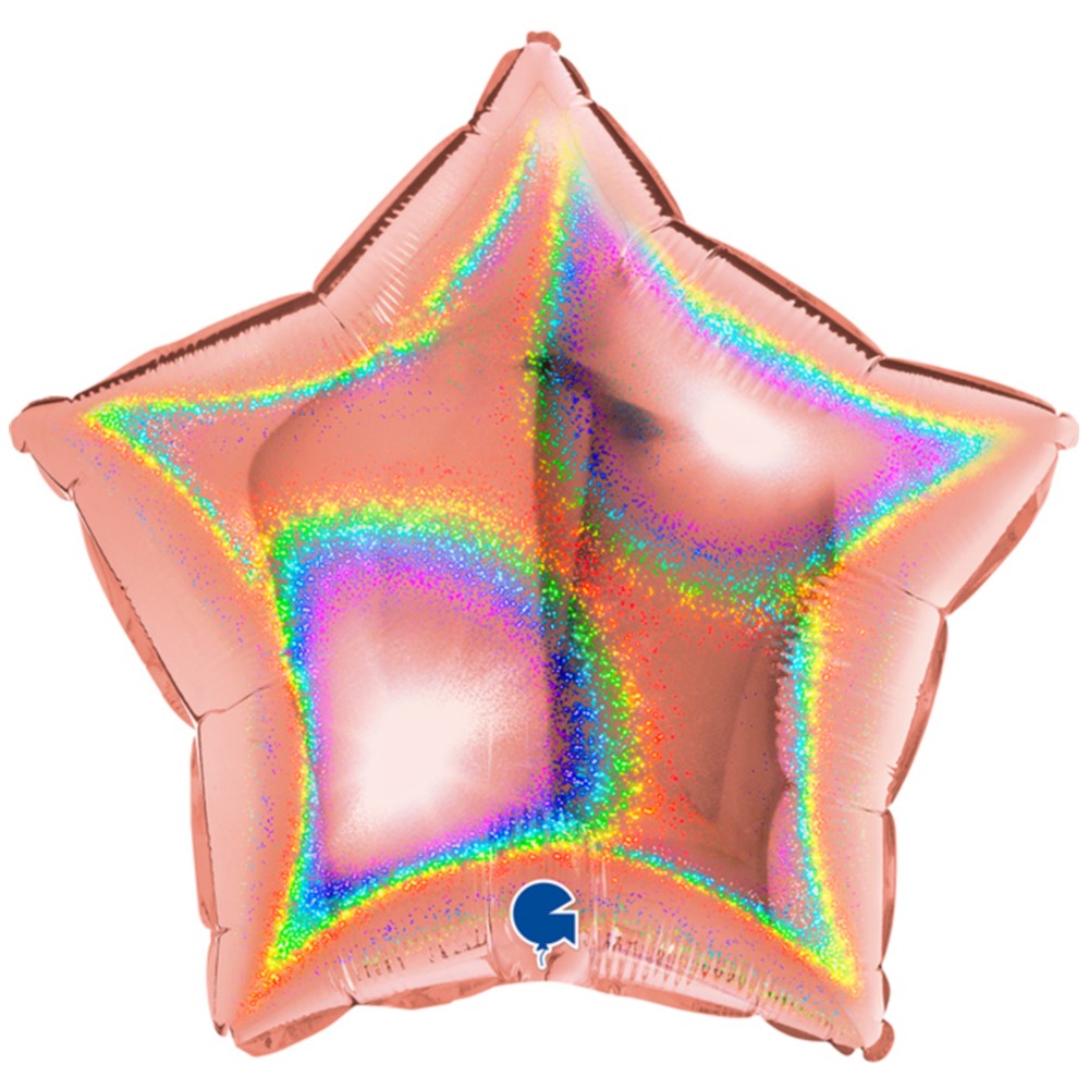 Personalizate - Balon Folie Stea Rose-Gold Holo 46cm cu Heliu